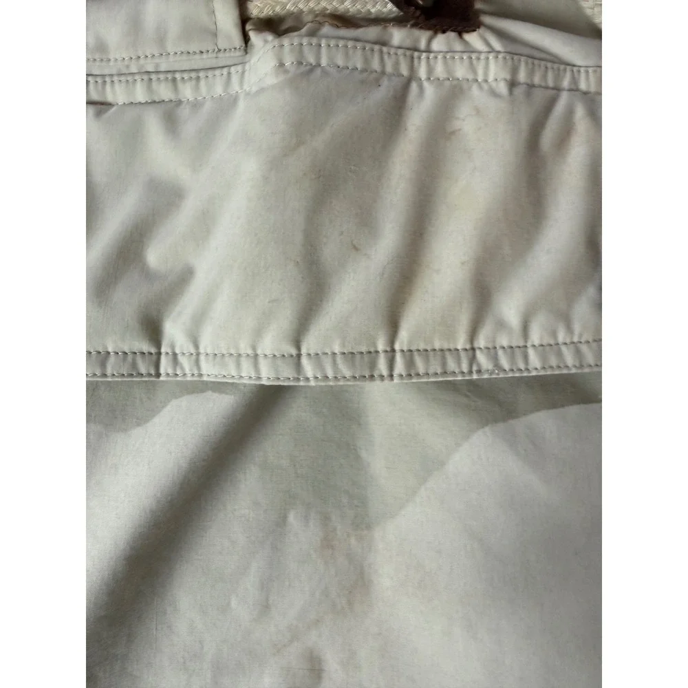 London Fog Mens Field Jacket Cream XL Long Quilted Lining‎ Full Zip Utility Coat